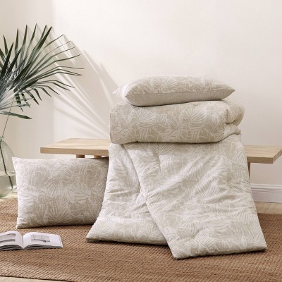 Costa Blanca Beige Cotton King Duvet Cover Set with Matching Shams