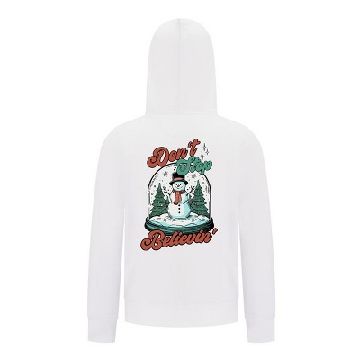 Everyday Kids Christmas Collection Don’t Stop Believin’ Zip Up Hoodie – Holiday Snowman Sweatshirt