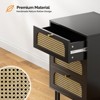 VINGLI Rattan Nightstand with Charging Station, 27" Tall Black Nightstand with 3 Drawers for Bedroom - 4 of 4