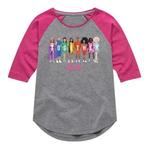 Girls' Barbie Together  - Athletic Heather/Fuchsia - X-Large - 1 of 4