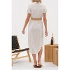 August Sky Women's Spread Collar Front Button Up Belted Midi Shirtdress - 2 of 4