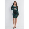 Hello Miz Women's Long Sleeve V Neck Ruched Maternity Velvet Dress - 4 of 4