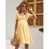 Coolmee Women Summer Maternity Mini Dress Sweetheart Neck Puff Sleeve Ruffle Baby Shower/Photoshoot Short Dress - 2 of 4