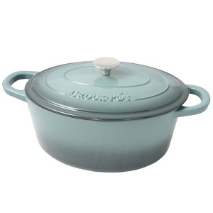 Crock Pot Artisan 7 Quart Enameled Cast Iron Dutch Oven Oval in Slate Grey - 1 of 4