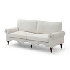 Modern Linen Chesterfield Sofa - 3-Seater with Tufted Backrest, Crystal Buttons , Copper Nailhead Trim, Solid Wood Legs - 4 of 4