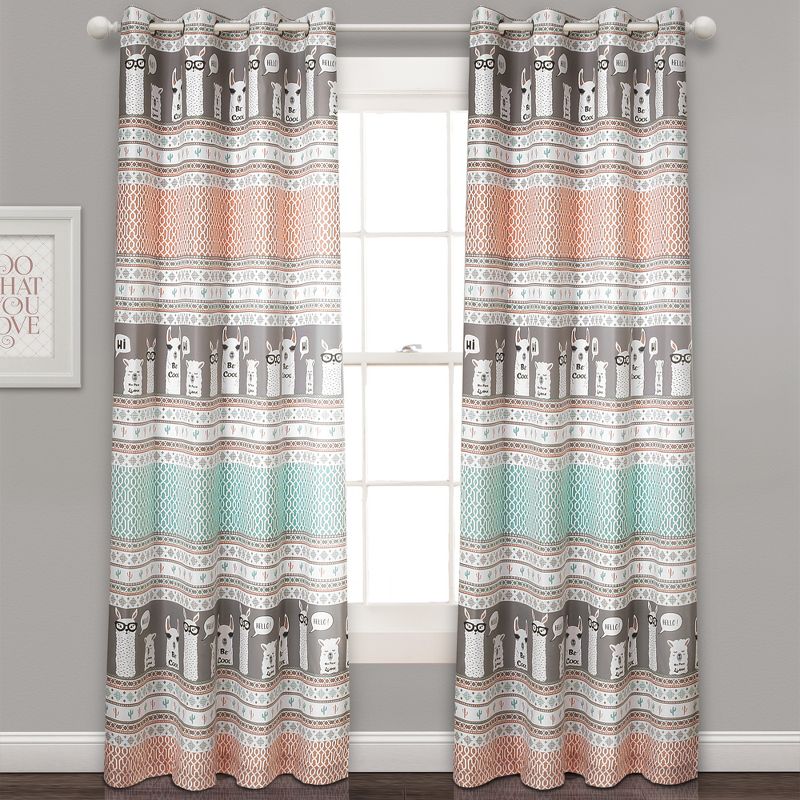 52"x84" Set of 2 Llama Striped Room Darkening Curtain Panels - Lush Décor, 1 of 7