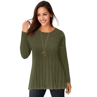 Jessica London Women's Plus Size Chevron Fit & Flare Sweater