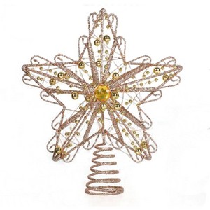 Aoibox 40 LED Christmas Tree Topper Diamond Star Glitter Metal Ornament for Holiday Decor Rose Gold 20x24cm 1 Piece - 1 of 4