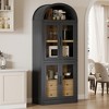 GustoWave Arched Bookshelf with Doors and Drawers Farmhouse Bookcase Display Storage Shelves Wooden Display Cabinet Rounded Bookcases - 4 of 4