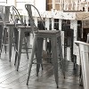 Emma and Oliver Clear Coated Metal Stool with Backrest and Polyresin Seat for Indoor Use Only - 2 of 4