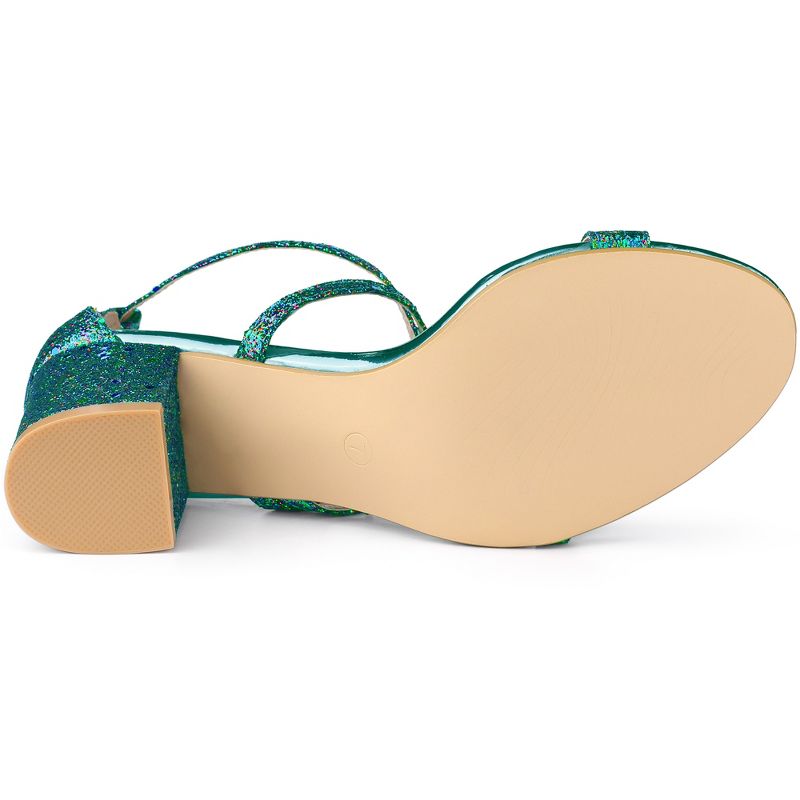 Allegra K Women's Glitter Crisscross Strap Chunky Sandals, 5 of 7
