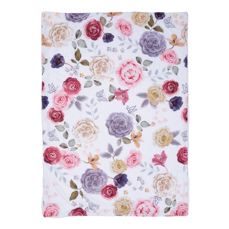 Lambs & Ivy Secret Garden Ultra-Soft Fleece/Minky Floral Baby Blanket, 3 of 8