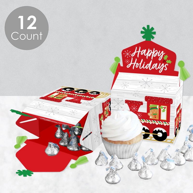 Big Dot of Happiness Christmas Train - Treat Box Party Favors - Holiday Party Goodie Gable Boxes - Set of 12, 3 of 9