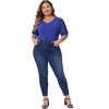Agnes Orinda Women's Plus Size V Neck Swiss Dots Puff Sleeve Loose Casual Dressy Blouses - 3 of 4
