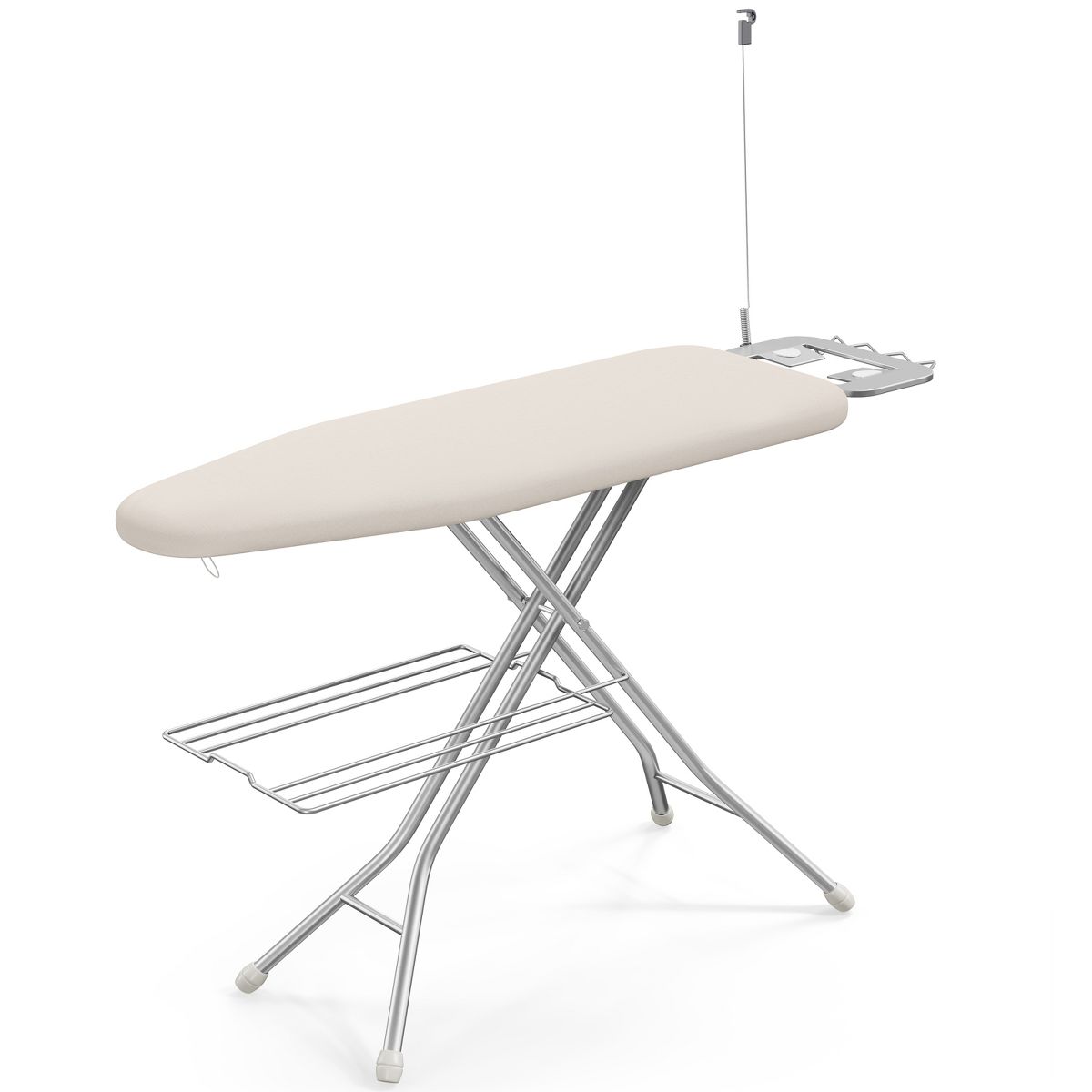 Yaheetech Foldable Height-adjustable Iron Table with 4-layer Pad, Cord Holder, Clothes Rack for Laundry, Beige