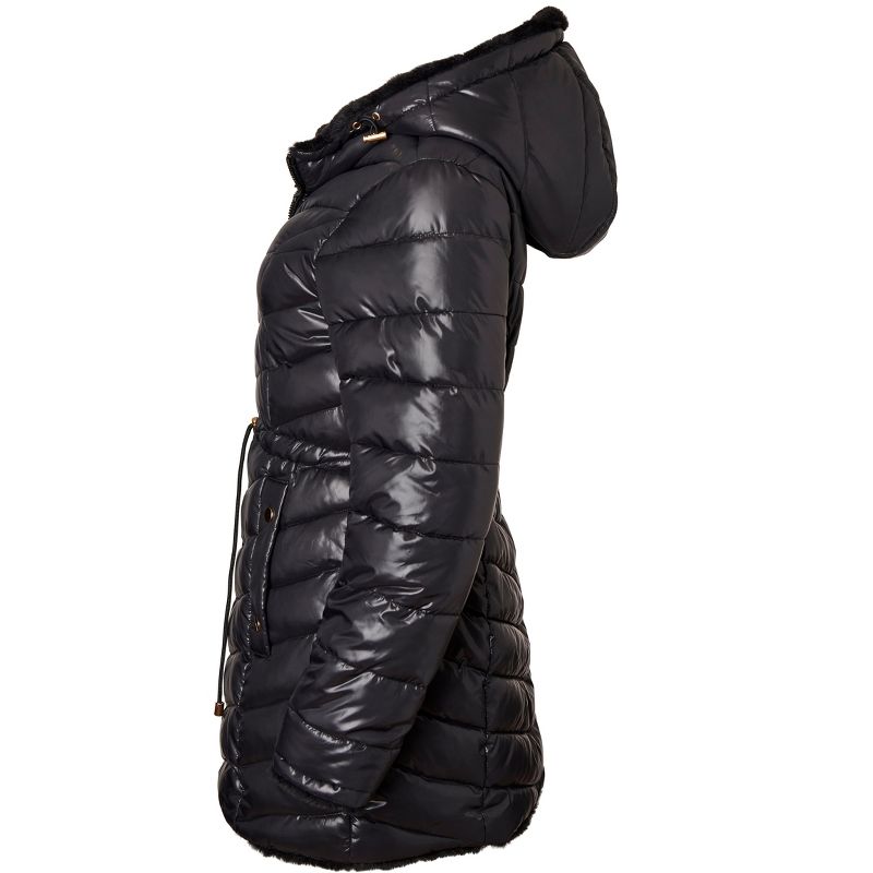 Sportoli Womens Winter Coat Reversible Faux Fur Lined Quilted Puffer Jacket, 3 of 7