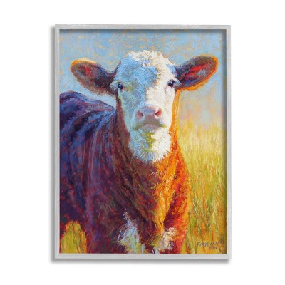 Stupell Industries Happy Cow Farmhouse Grassland Framed Giclee Art