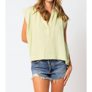 Women's Best-Loved Frayed Muscle Gauze Tank - OLIVACEOUS - 1 of 2