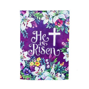 Evergreen Spring Flowers Easter Cross Garden Suede Flag - 1 of 1