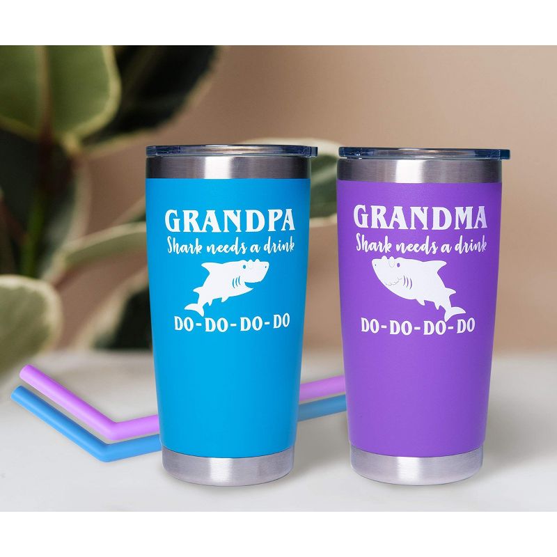 DORADREAMDEKO Grandma and Grandpa Shark Cup Coffee Mug Tumbler - Purple, 2 of 4