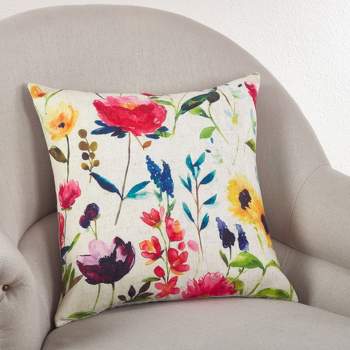 Saro Lifestyle Jardin du Luxembourg Collection Floral Down Filled Pillow