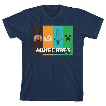 Minecraft Character Panels Boy's Navy Blue T-shirt-small : Target