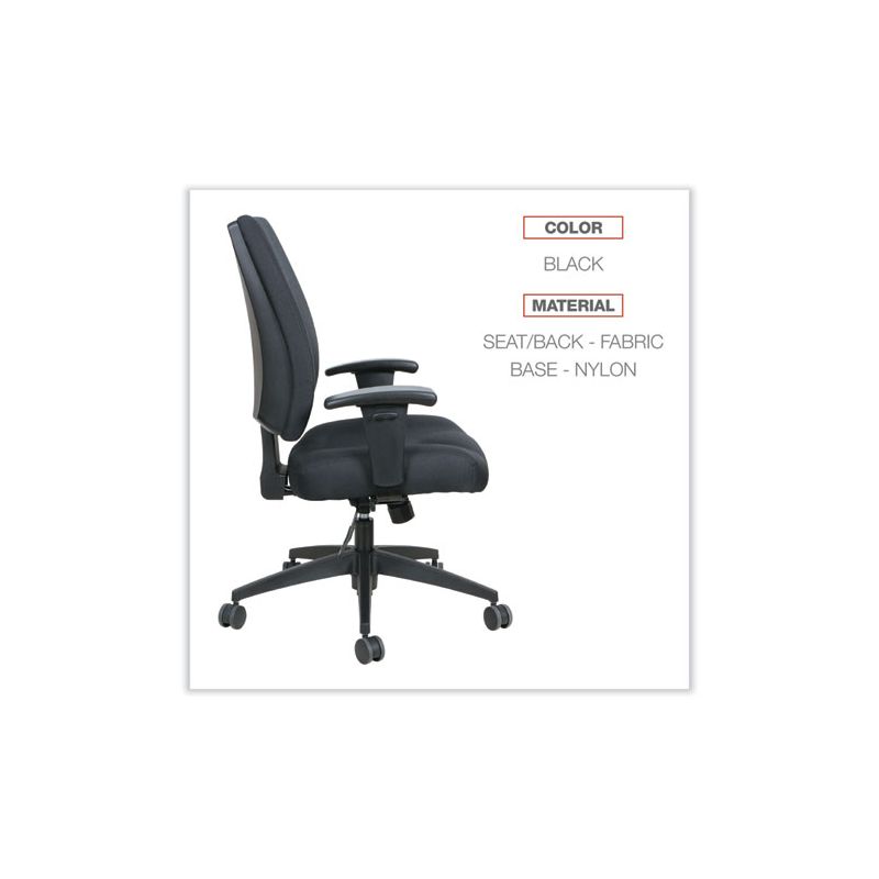 Alera Alera Wrigley Series High Performance Mid-Back Synchro-Tilt Task Chair, Supports 275 lb, 17.91" to 21.88" Seat Height, Black, 3 of 8