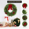 24 Inch Artificial Christmas Wreath, Large Green Cypress Wreath with Red Velvet Bow, Berry Clusters - 3 of 4