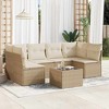 vidaXL 7 Piece Patio Sofa Set with Cushions Beige and Cream Poly Rattan - With Table - 2 of 4