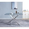 NicBex 63"/51.2" Modern Rectangle Dining Table for 4-6 Seaters,Kitchen Table with Glass Tabletop and Base for Kitchen,Silver/Gold - 2 of 4