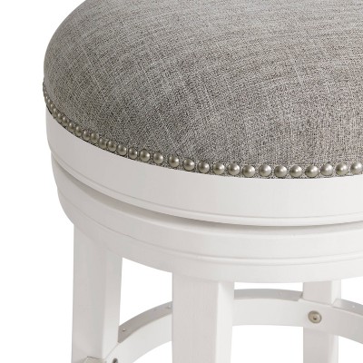 Clara White Swivel Backless Wood Counter Stool
