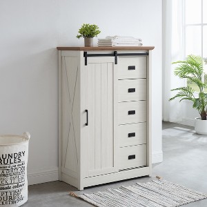 Grungis 5-Drawer Dresser with Storage,Farmhouse Modern Tall Dresser 5 Chest of Drawers for Bedroom,Hallway,Living Room - 1 of 4