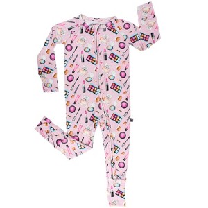 Lev Baby Girls' Bamboo Convertible Zipper Romper – Makeup Print One-Piece Baby Girl Clothes (6–12M to 18–24M) - 1 of 4