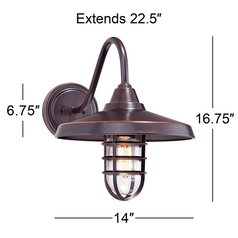 John Timberland Marlowe Rustic Industrial Farmhouse Outdoor Wall Light Fixture Painted Bronze Cage 16 3/4" Clear Glass for Post Exterior Barn Deck, 4 of 8