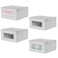 mDesign Medium Stackable Fabric Nursery/Closet Storage Box, 4 Pack, Gray/White