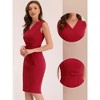 INSPIRE CHIC Women's Sleeveless V Neck Business Office Belt Pencil Dresses - 2 of 4