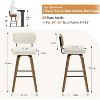 Bekrvio 26"/29" Mid-Century Modern Swivel Bar Stools Set of 1/2/3/4- Faux Leather Upholstered with Back and Bent Wood Legs,Ideal for Kitchen Island - 3 of 4