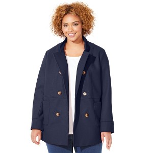 Catherines Women's Plus Size Liz&Me Military Peacoat - 1 of 4