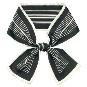 INSPIRE CHIC Women's Satin Striped Contrast Color Skinny Long Hair Ribbon Neck Scarves 1 Pc - 1 of 4