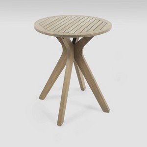 Stamford Round Acacia Wood Bistro Table with X Legs - Gray - Christopher Knight Home: Weather-Resistant, Patio Dining - 1 of 4
