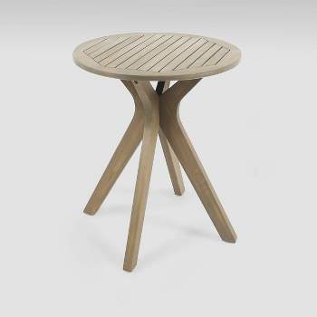 Stamford Round Acacia Wood Bistro Table with X Legs - Gray - Christopher Knight Home