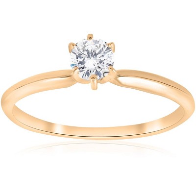 Pompeii3 14k Yellow Gold 1/4ct Round Diamond Solitaire Engagement Ring