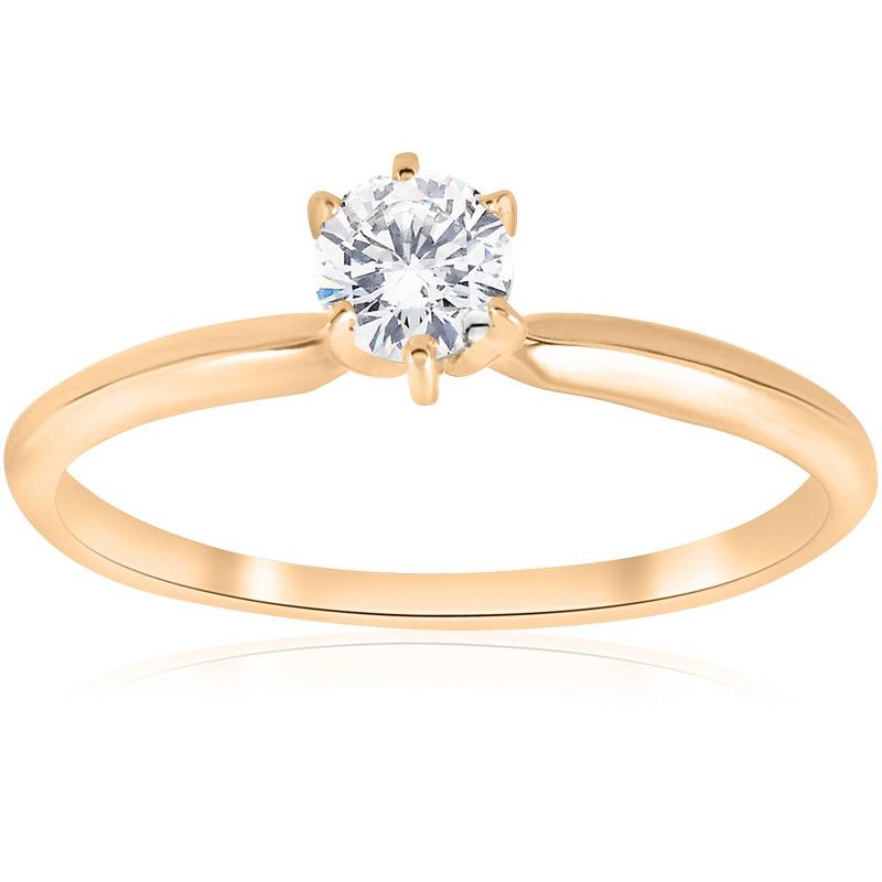 Pompeii3 14k Yellow Gold 1/4ct Round Diamond Solitaire Engagement Ring, 1 of 5