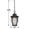 Minka Lavery Vintage Outdoor Hanging Light Fixture Black LED Damp Rated 17 1/2" Clear Hammered Glass for Post Exterior Porch Patio - 2 of 3