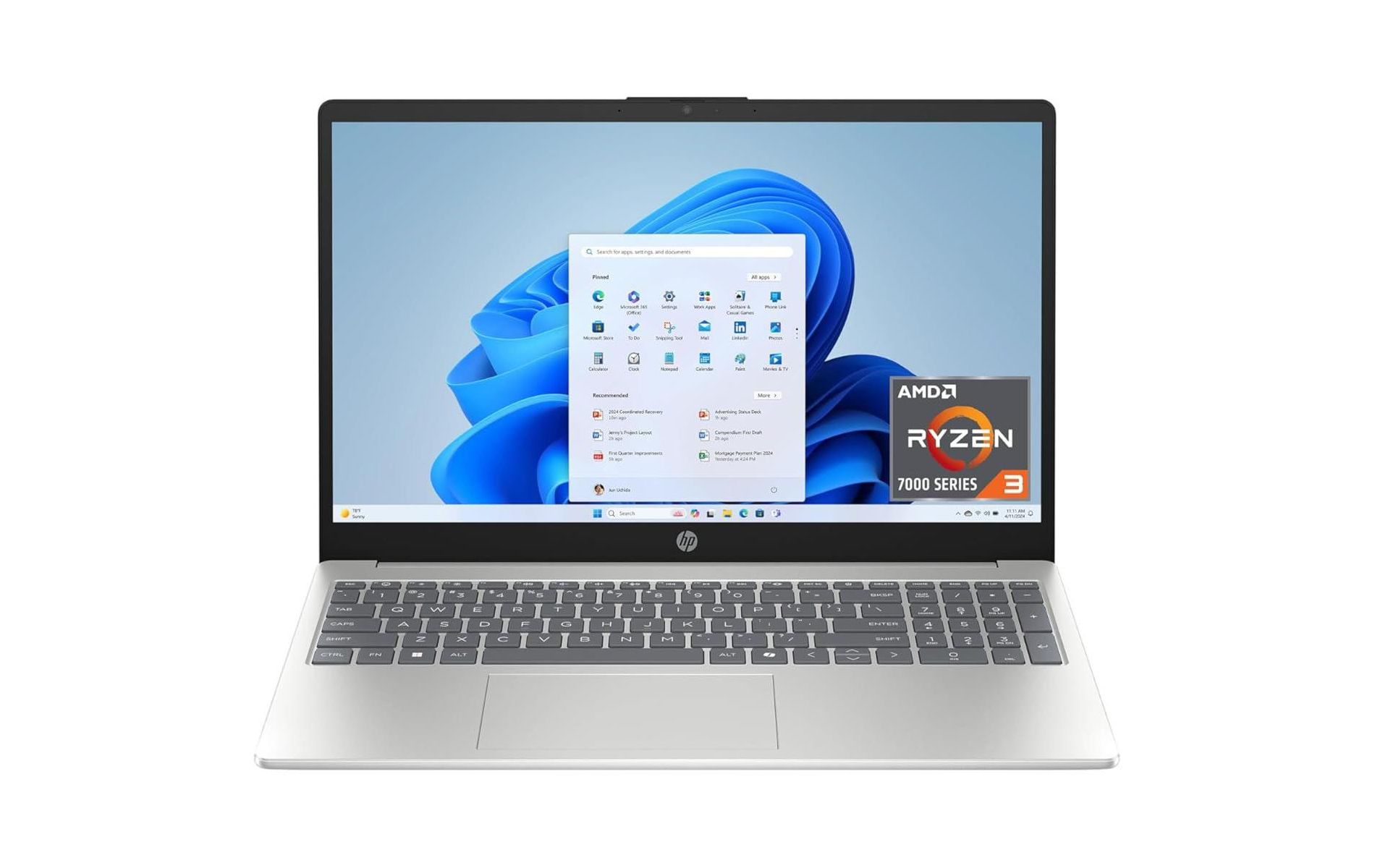 HP 15-fc0399nr 15.6" HD Touchscreen Laptop, AMD Ryzen 3 7320U, 8GBRAM, 256GB SSD, Windows 11 Home, Natural Silver (B8QH9UA)