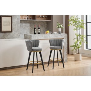 Sapphtopaz 26" Bar Stools Set of 2, 360° Swivel High Chair with Backs and Metal Legs Counter Height Bar Stools for Kitchen Island, Dining Room - 1 of 4