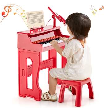 30-Key Wood Toy Kids Grand Piano with Bench and Music Rack - Costway