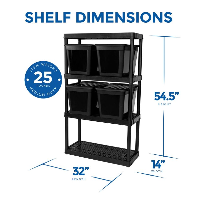 Gracious Living 4 Shelf Fixed Height Ventilated Medium Duty Shelving Unit Organizer System for Home, Garage, Basement, Laundry, 4 of 7