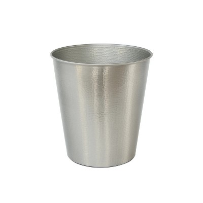 LunaLulinlk Wastebasket, Silver Hammered Finish