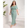 Clearlove Jumpsuits for Plus Size Women Casual Square Neck One Piece Floral Wide Leg Rompers - 3 of 4